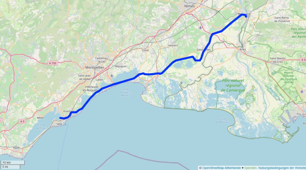 Canal du Rhône á Sète Hausboot (Karte)